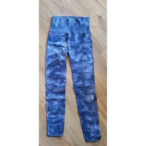 Free People Tie‎ Dye Cropped Leggings Blue, With Cut-outs Size Small
